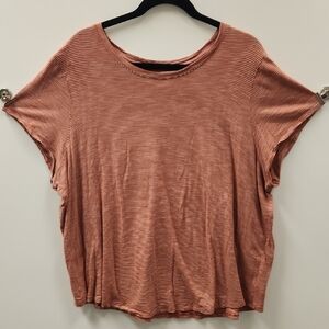 Rust Striped Women's Short Sleeve Tee 2XL